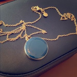 J. Crew teal enamel locket necklace